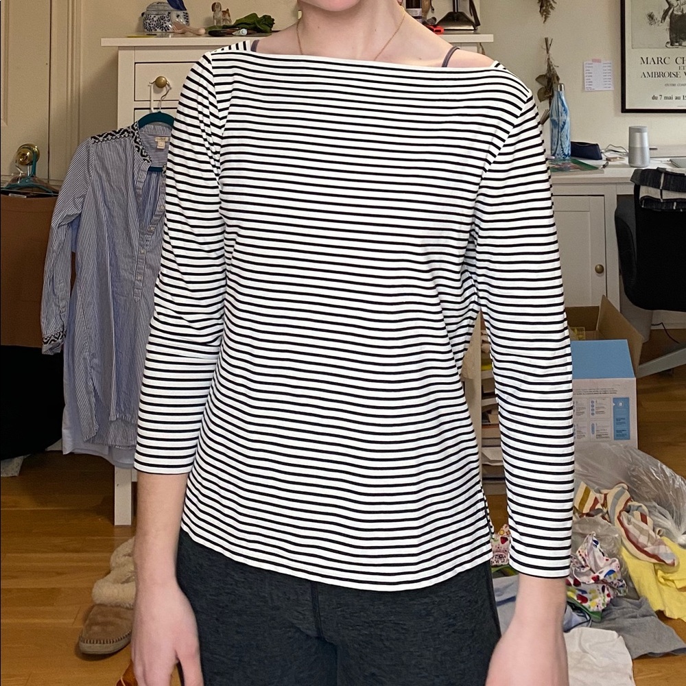 JCrew Boatneck Stripe Top Sz Medium